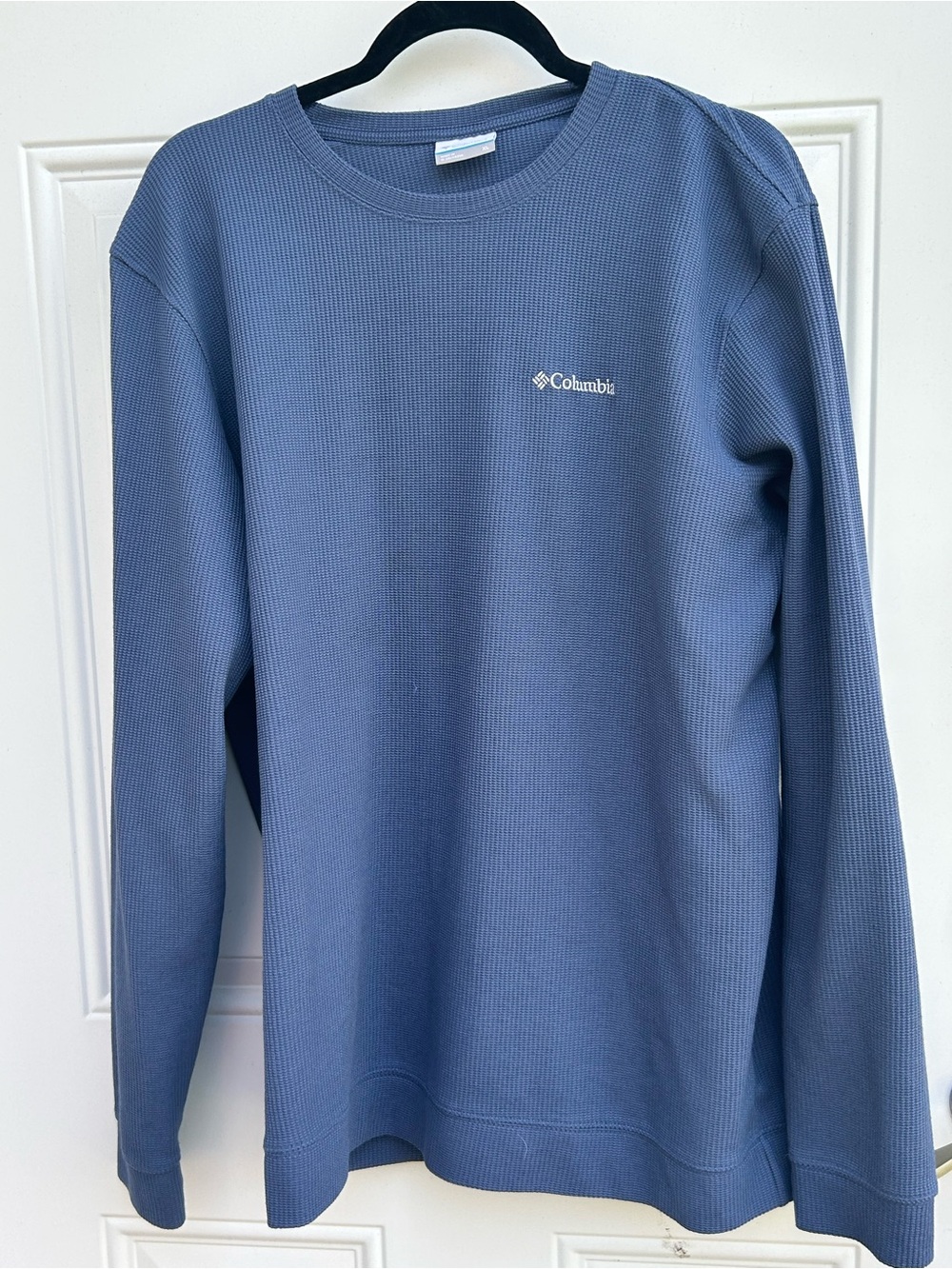 Columbia Men's Crewneck Waffle Sweater - Dusty Blue. EC SZ XL
